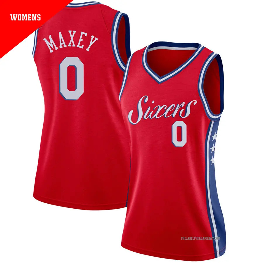 ＃0 Women's Tyrese Maxey Philadelphia 76ers Red Swingman JerseyStatement Edition
