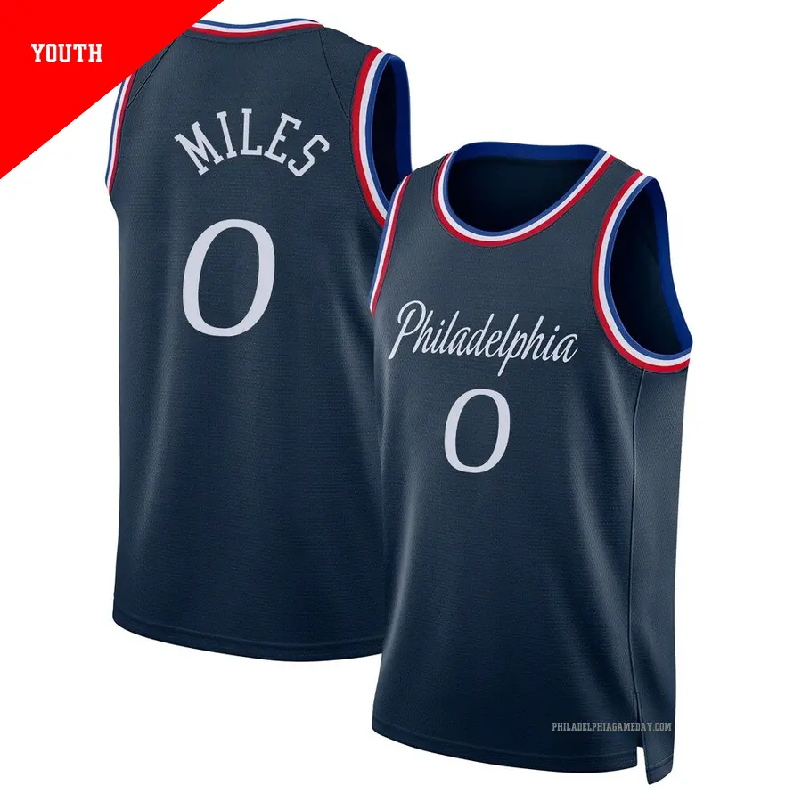 ＃0 Youth Duke Miles Philadelphia 76ers 2025/26 Swingman Navy City Edition Jersey