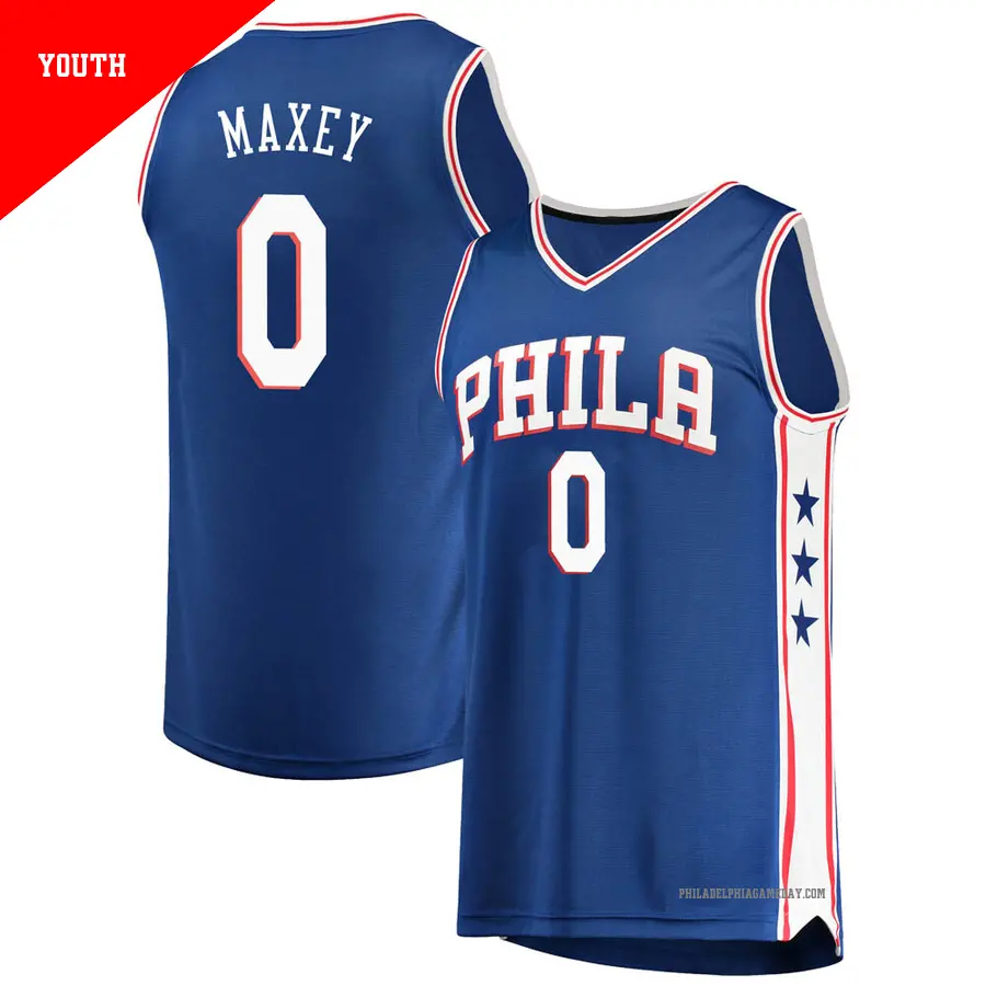 ＃0 Youth Tyrese Maxey Philadelphia 76ers Royal Fast Break JerseyIcon Edition