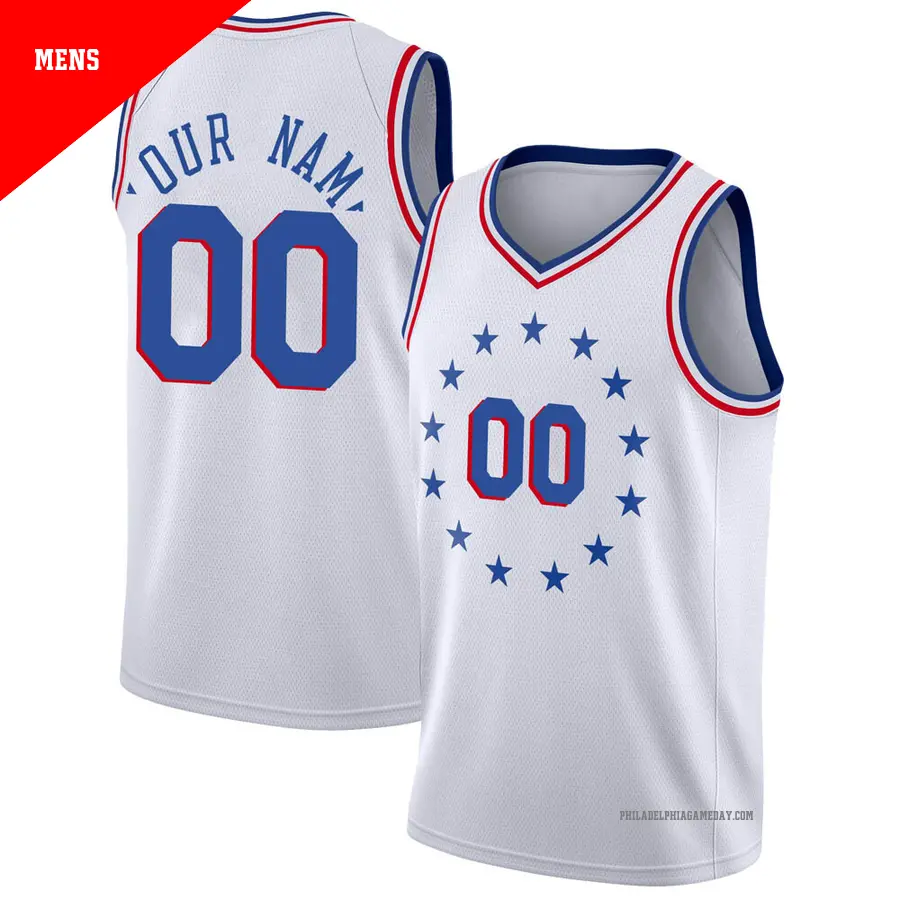 ＃00 Men's Custom Philadelphia 76ers 2018/19 Swingman White JerseyEarned Edition