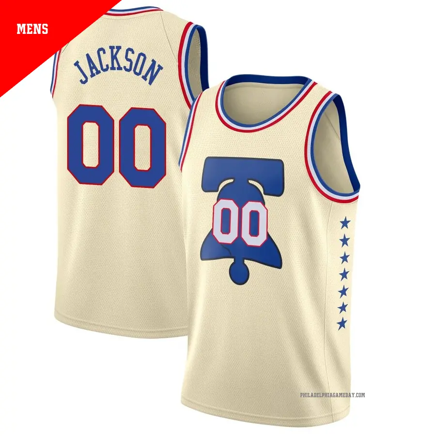 ＃00 Men's Reggie Jackson Philadelphia 76ers 2020/21 Swingman Cream JerseyEarned Edition