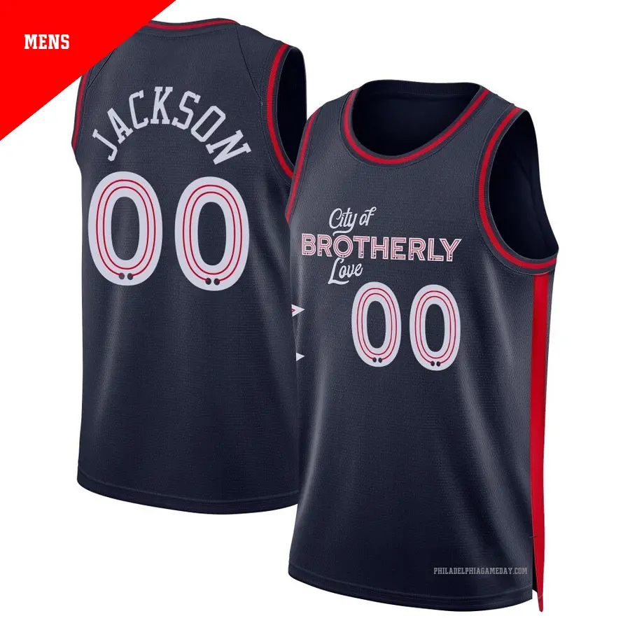 ＃00 Men's Reggie Jackson Philadelphia 76ers 2023/24 Swingman Navy City Edition Jersey