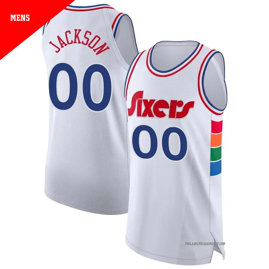 ＃00 Men's Reggie Jackson Philadelphia 76ers 2024/25 Authentic White City Edition Jersey