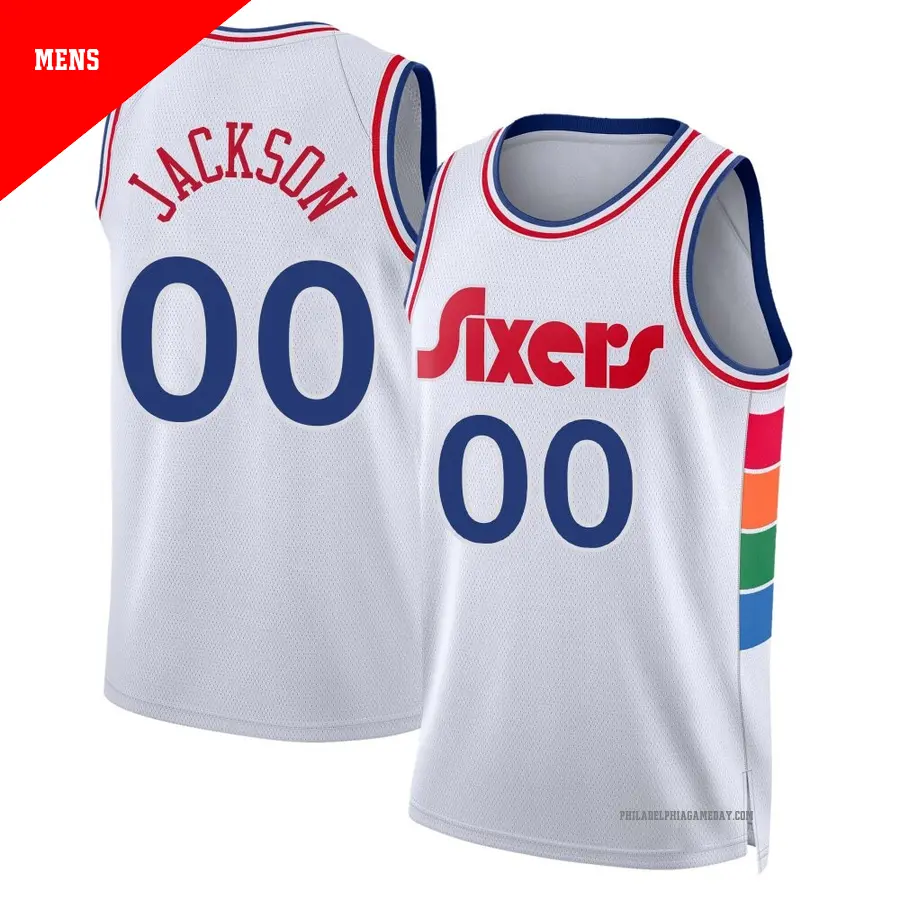 ＃00 Men's Reggie Jackson Philadelphia 76ers 2024/25 Swingman White City Edition Jersey