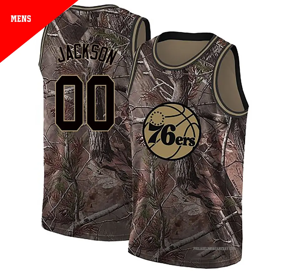 ＃00 Men's Reggie Jackson Philadelphia 76ers Camo Swingman Realtree Collection Jersey