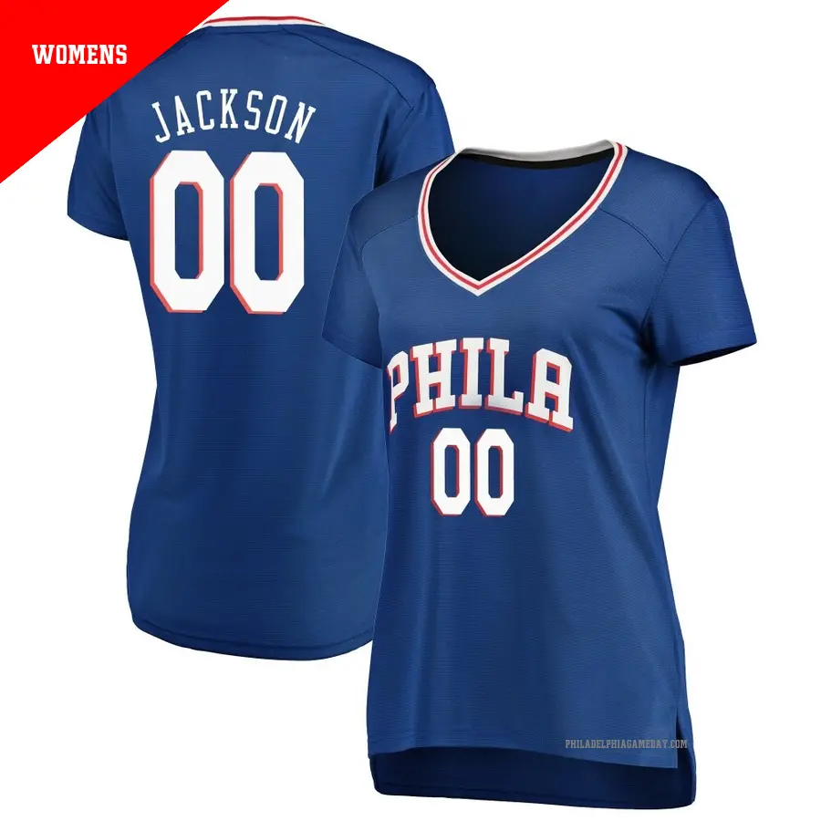 ＃00 Women's Reggie Jackson Philadelphia 76ers Royal Fast Break JerseyIcon Edition