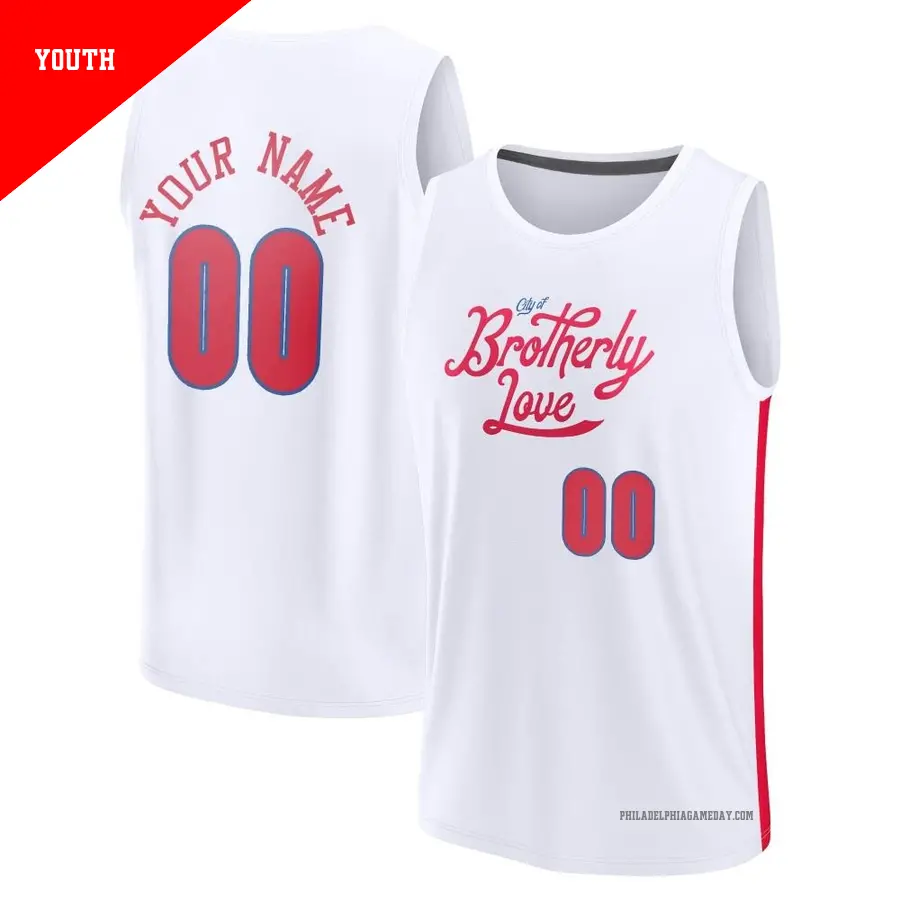 ＃00 Youth Custom Philadelphia 76ers 2022/23 Fast Break White City Edition Jersey