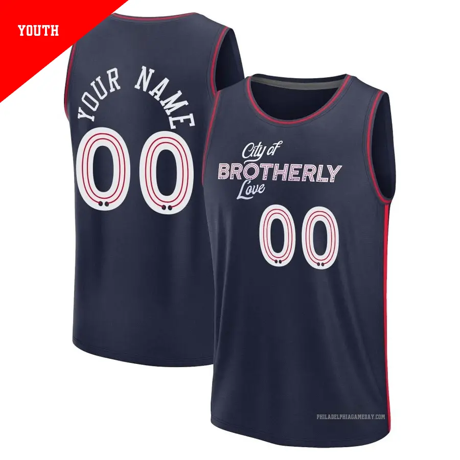 ＃00 Youth Custom Philadelphia 76ers 2023/24 Fast Break Navy City Edition Jersey