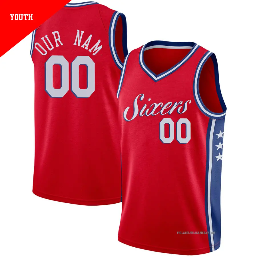 ＃00 Youth Custom Philadelphia 76ers Red Swingman JerseyStatement Edition