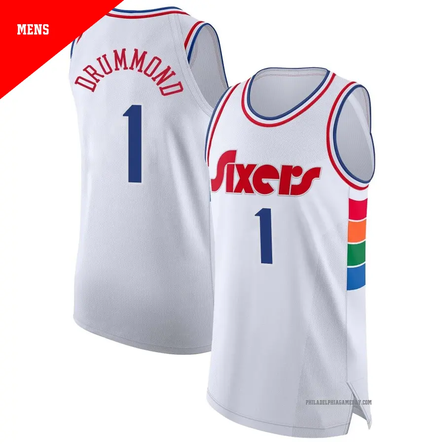 ＃1 Men's Andre Drummond Philadelphia 76ers 2024/25 Authentic White City Edition Jersey