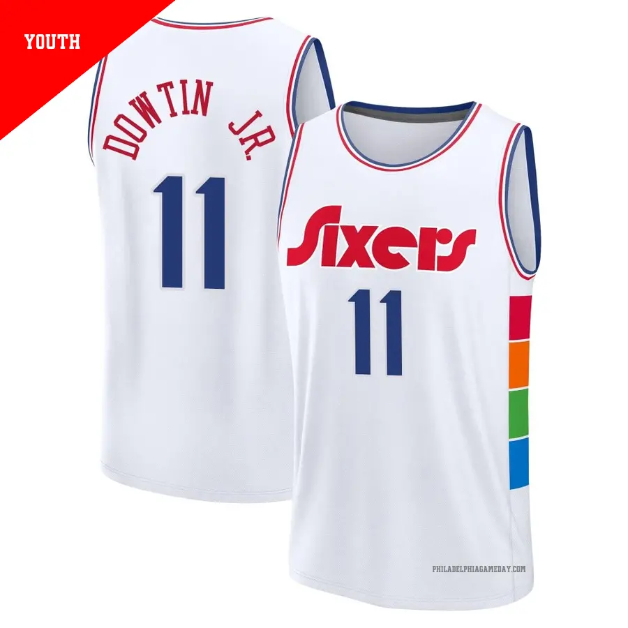 ＃11 Youth Jeff Dowtin Jr. Philadelphia 76ers 2024/25 Fast Break Fanatics White City Edition Jersey