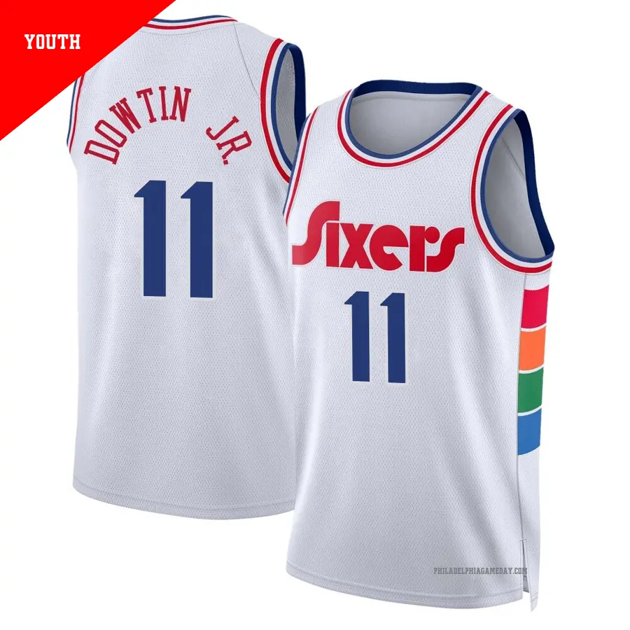 ＃11 Youth Jeff Dowtin Jr. Philadelphia 76ers 2024/25 Swingman White City Edition Jersey