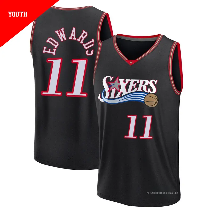 ＃11 Youth Justin Edwards Philadelphia 76ers Black Fast Break Classic Edition Jersey