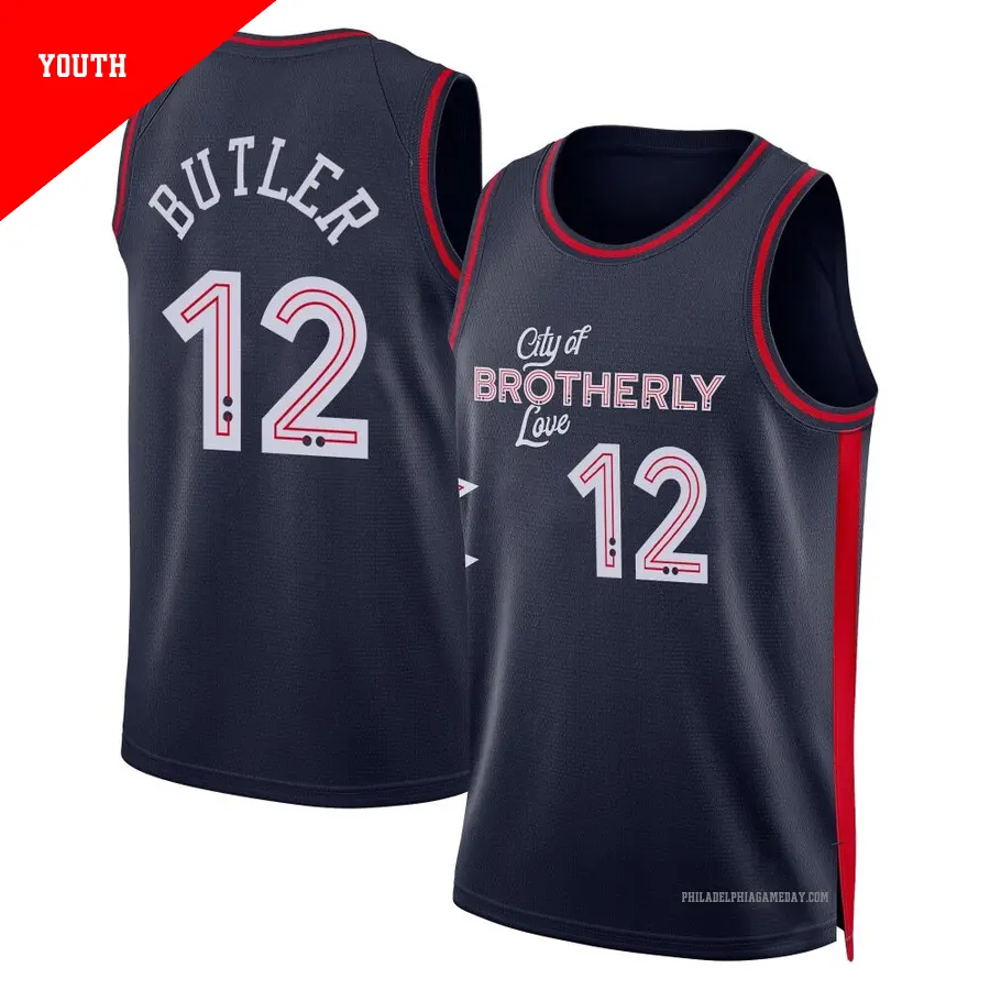 ＃12 Youth Jared Butler Philadelphia 76ers 2023/24 Swingman Navy City Edition Jersey