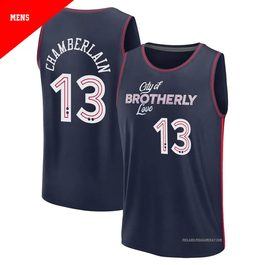 ＃13 Men's Wilt Chamberlain Philadelphia 76ers 2023/24 Fast Break Navy City Edition Jersey