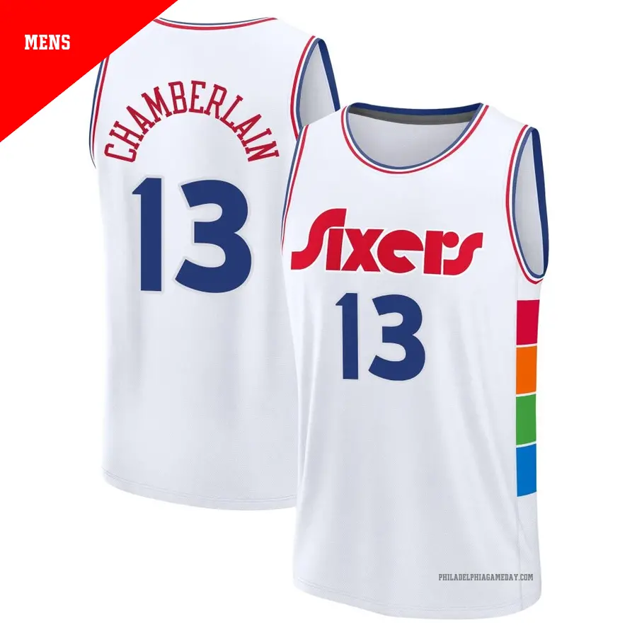 ＃13 Men's Wilt Chamberlain Philadelphia 76ers 2024/25 Fast Break Fanatics White City Edition Jersey