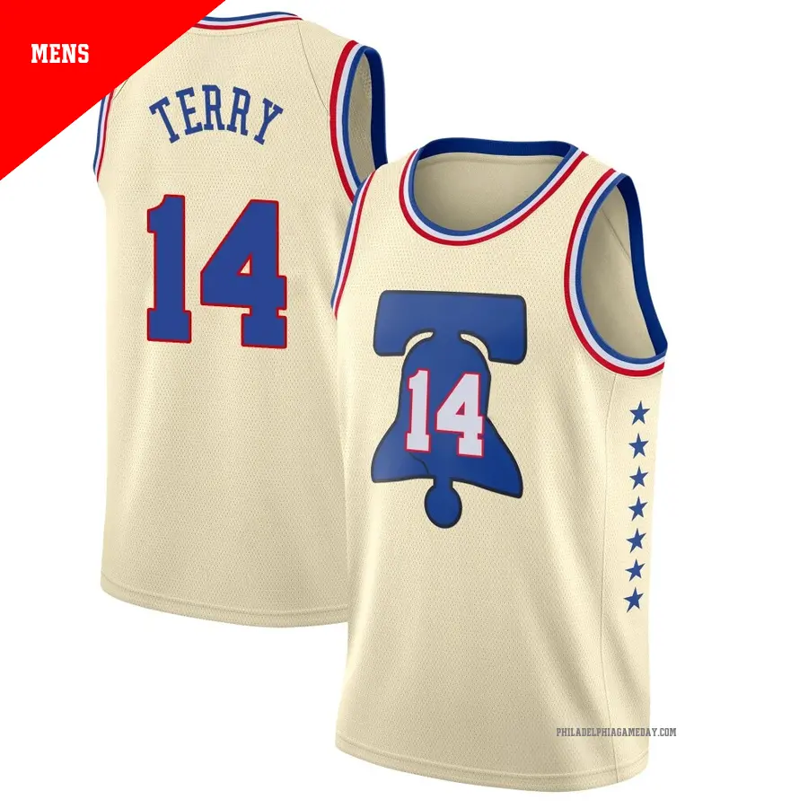 ＃14 Men's Dalen Terry Philadelphia 76ers 2020/21 Swingman Cream JerseyEarned Edition
