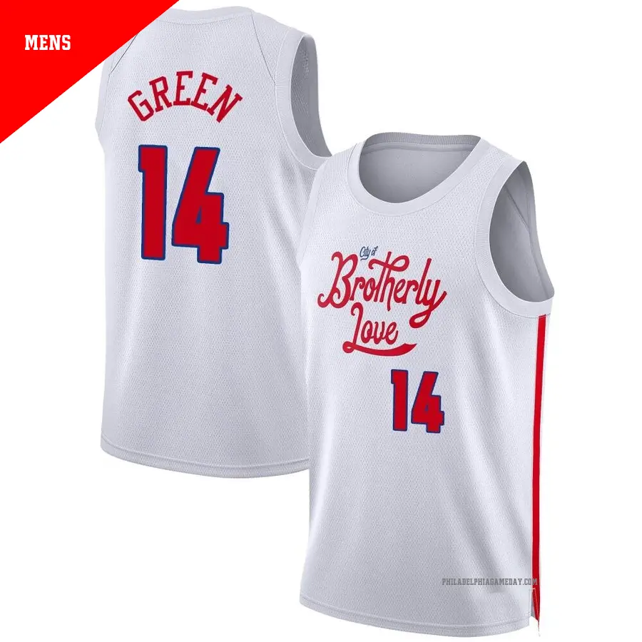 ＃14 Men's Danny Green Philadelphia 76ers 2022/23 Swingman White City Edition Jersey