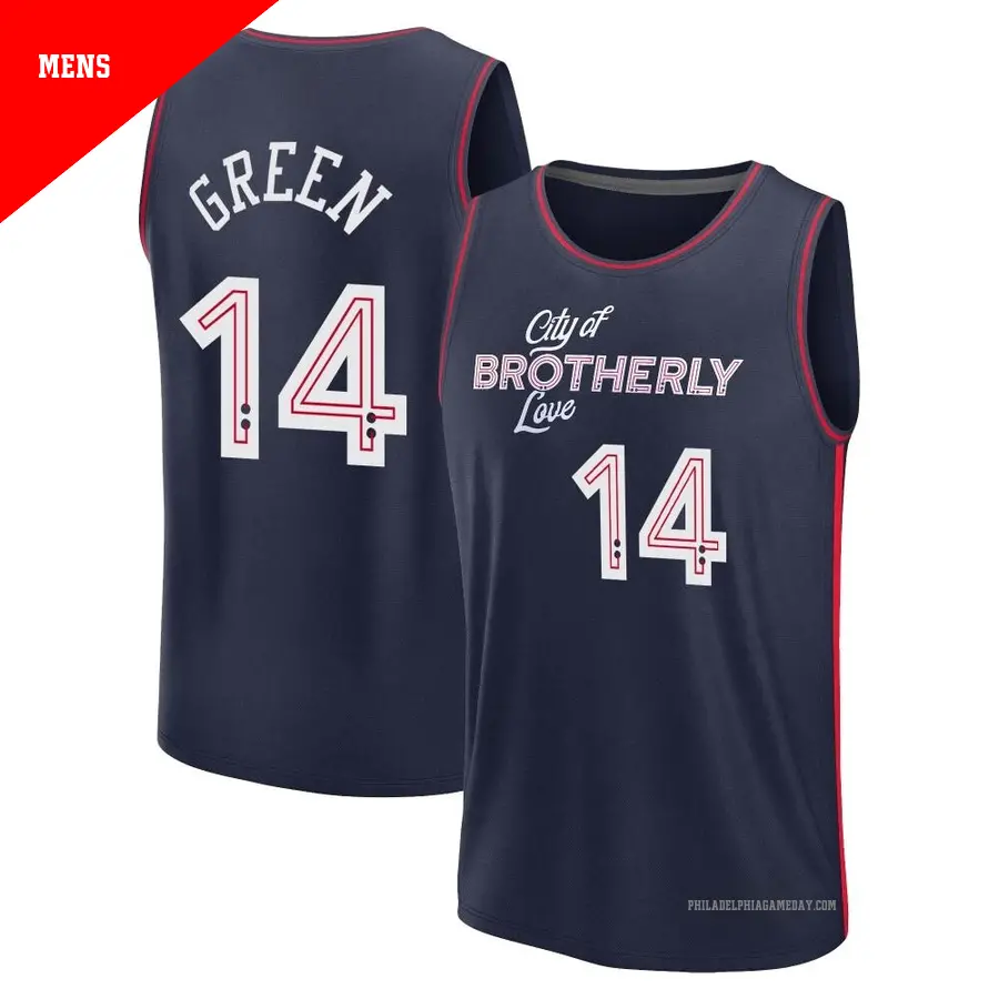＃14 Men's Danny Green Philadelphia 76ers 2023/24 Fast Break Navy City Edition Jersey