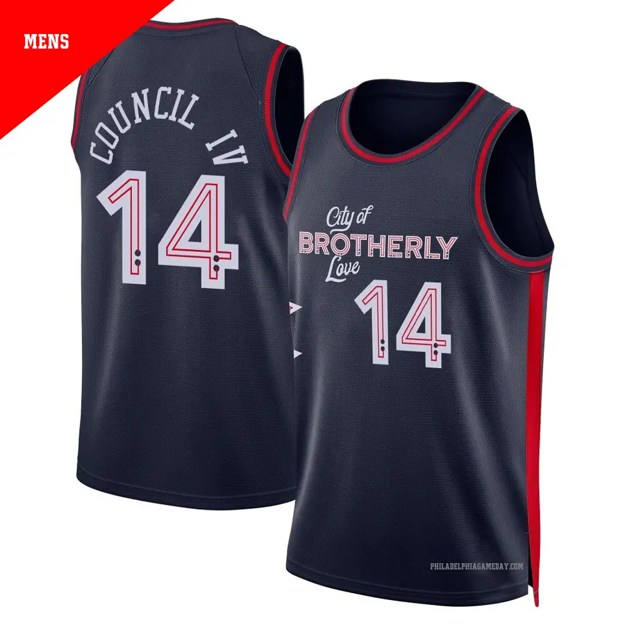＃14 Men's Ricky Council IV Philadelphia 76ers 2023/24 Swingman Navy City Edition Jersey