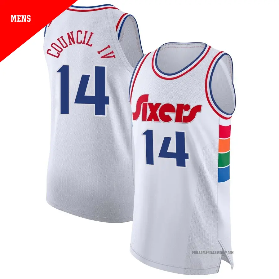 ＃14 Men's Ricky Council IV Philadelphia 76ers 2024/25 Authentic White City Edition Jersey