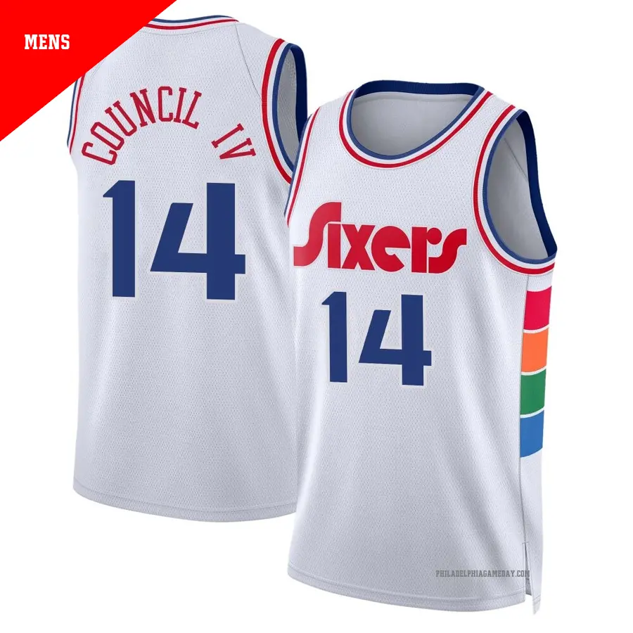＃14 Men's Ricky Council IV Philadelphia 76ers 2024/25 Swingman White City Edition Jersey