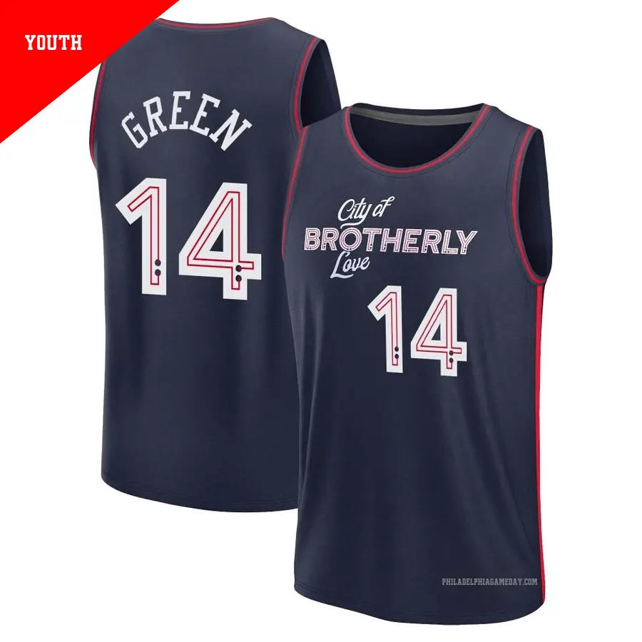 ＃14 Youth Danny Green Philadelphia 76ers 2023/24 Fast Break Navy City Edition Jersey