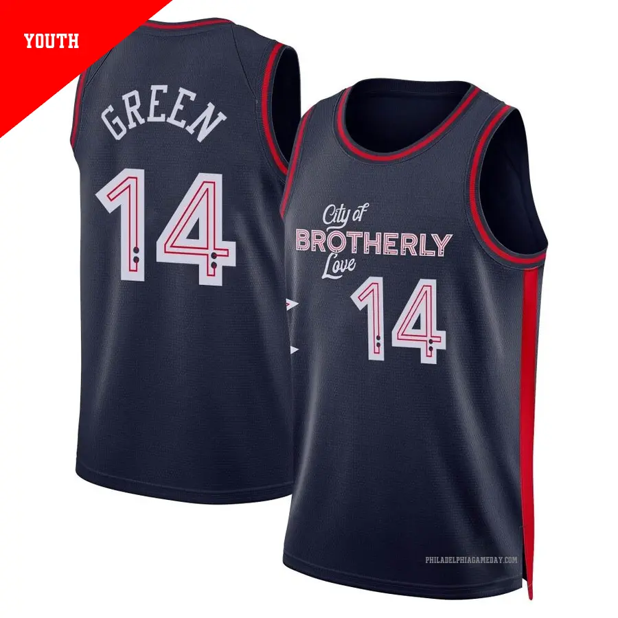 ＃14 Youth Danny Green Philadelphia 76ers 2023/24 Swingman Navy City Edition Jersey