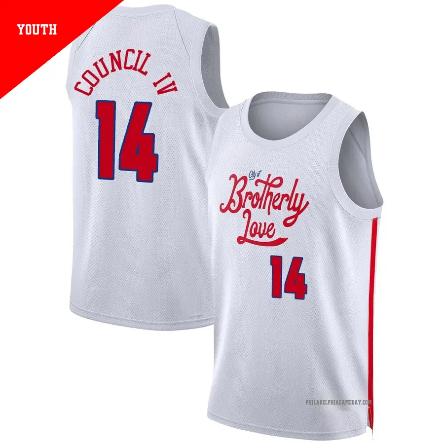 ＃14 Youth Ricky Council IV Philadelphia 76ers 2022/23 Swingman White City Edition Jersey
