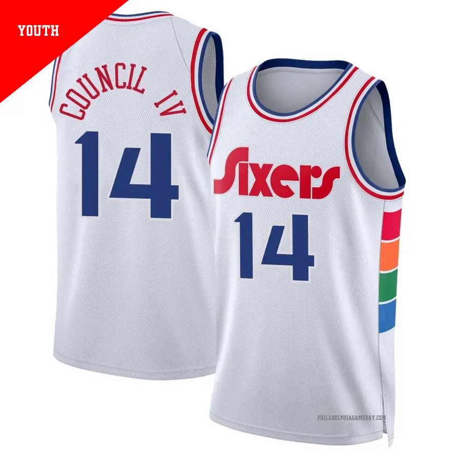 ＃14 Youth Ricky Council IV Philadelphia 76ers 2024/25 Swingman White City Edition Jersey