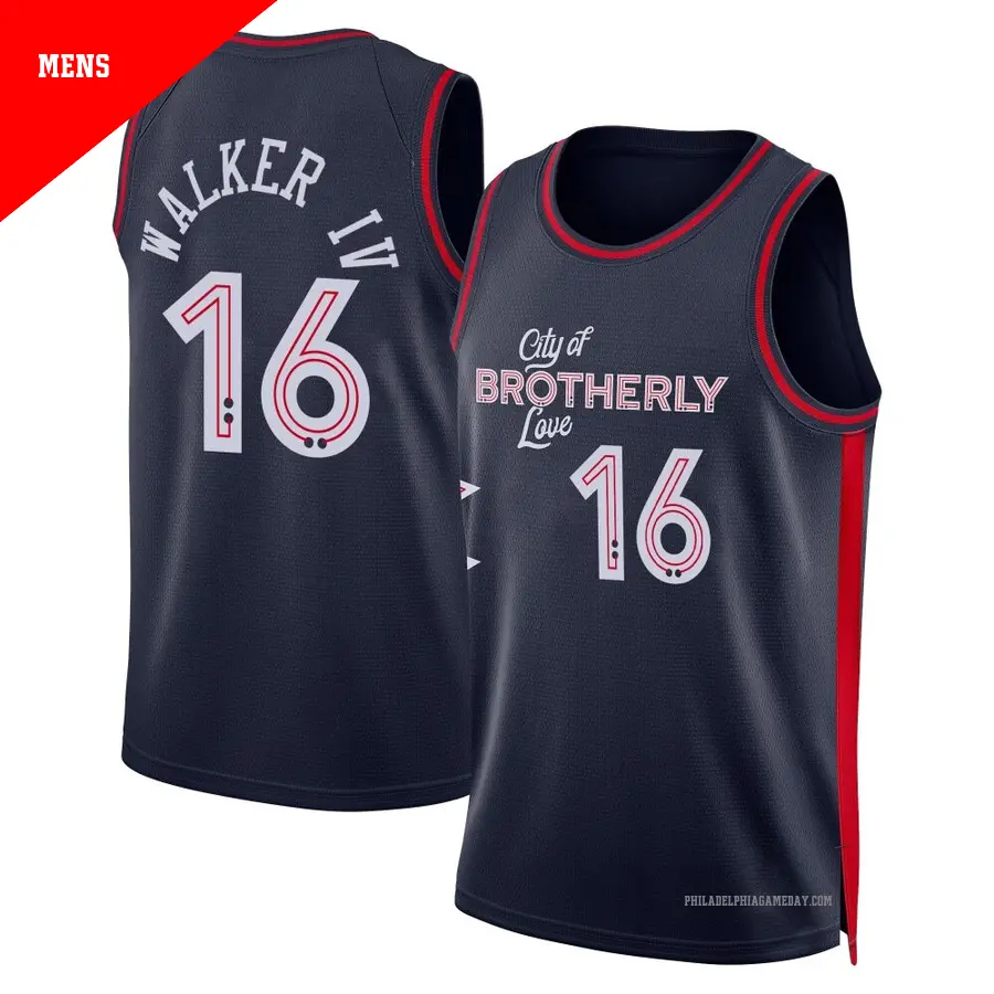 ＃16 Men's Lonnie Walker IV Philadelphia 76ers 2023/24 Swingman Navy City Edition Jersey