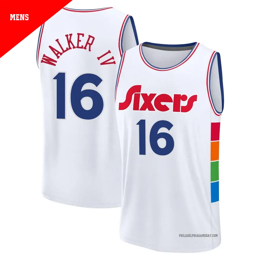 ＃16 Men's Lonnie Walker IV Philadelphia 76ers 2024/25 Fast Break Fanatics White City Edition Jersey