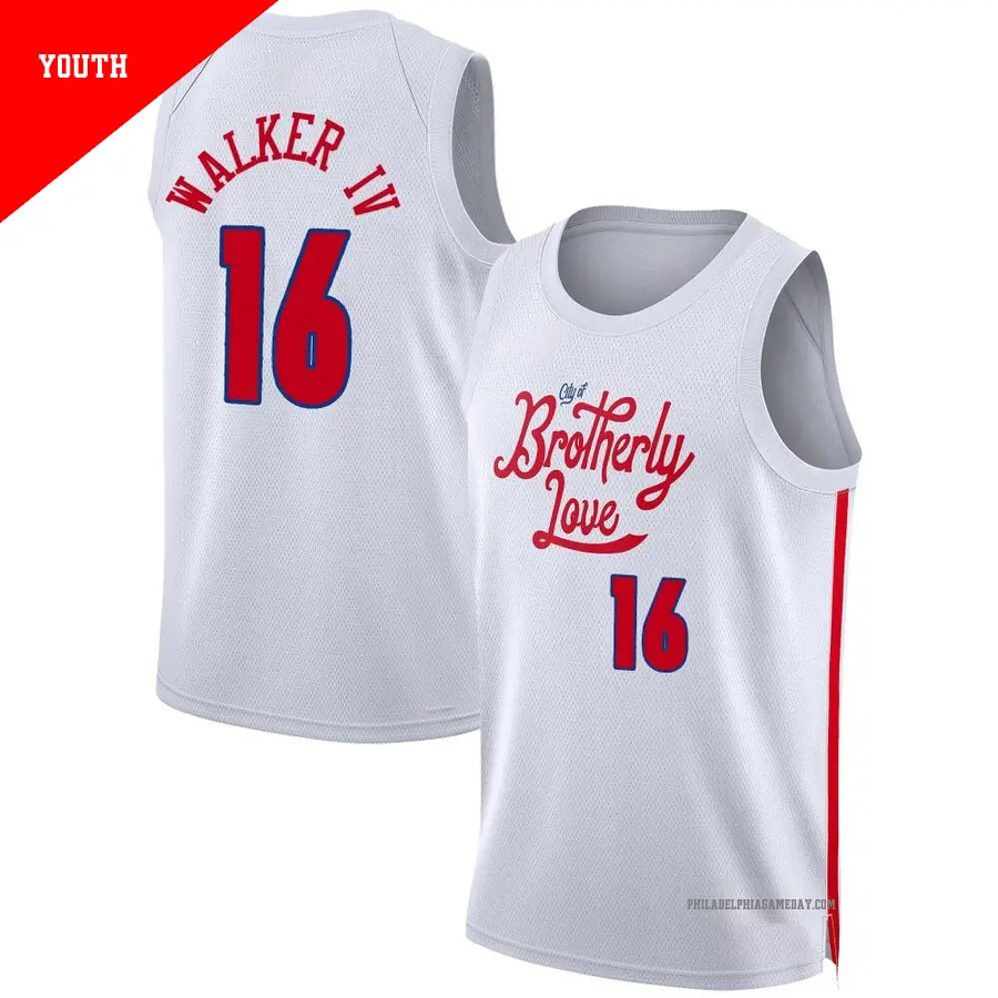 ＃16 Youth Lonnie Walker IV Philadelphia 76ers 2022/23 Swingman White City Edition Jersey
