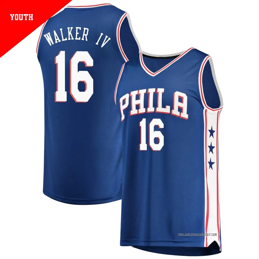 ＃16 Youth Lonnie Walker IV Philadelphia 76ers Royal Fast Break JerseyIcon Edition