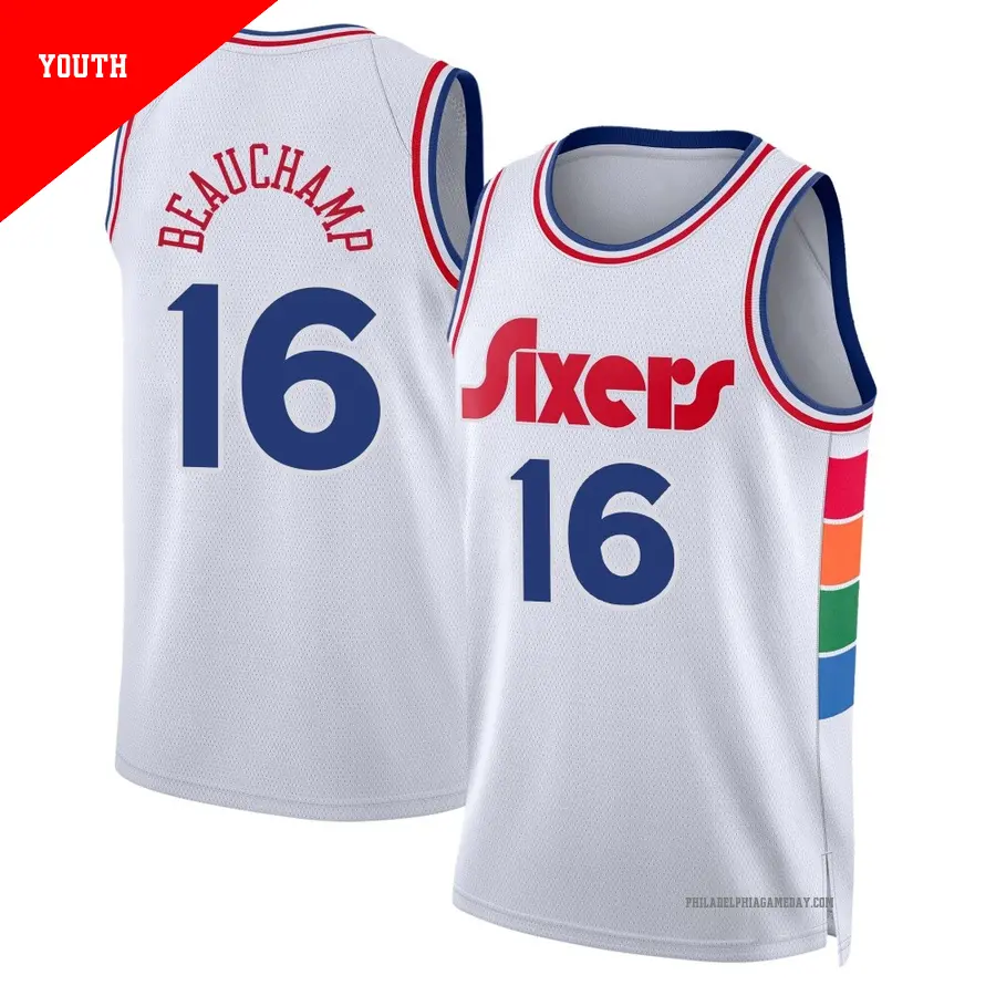 ＃16 Youth MarJon Beauchamp Philadelphia 76ers 2024/25 Swingman White City Edition Jersey