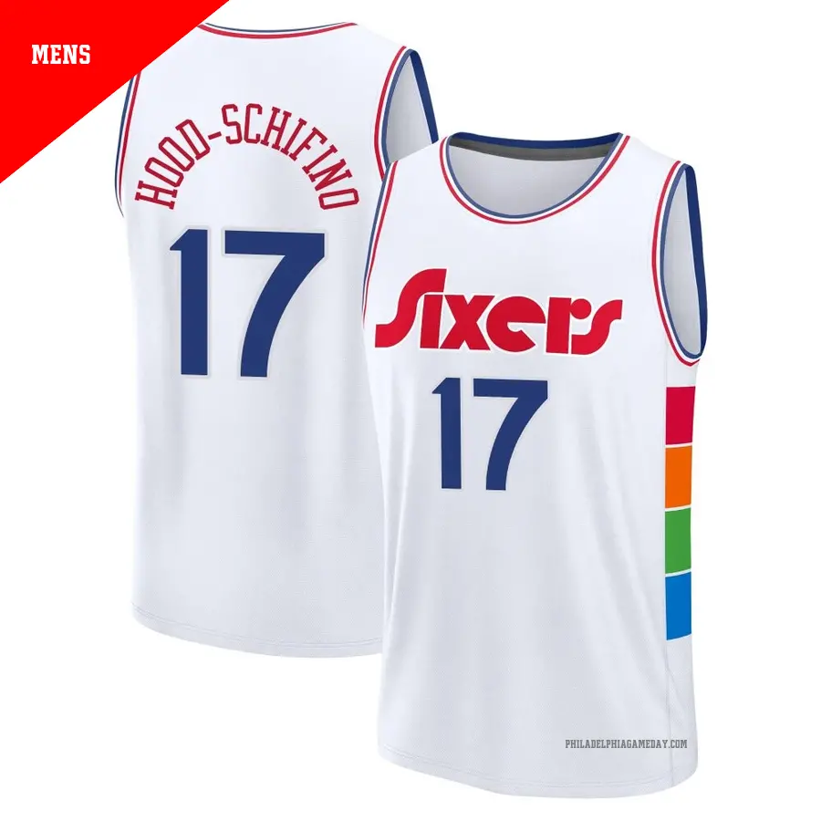 ＃17 Men's Jalen Hood-Schifino Philadelphia 76ers 2024/25 Fast Break Fanatics White City Edition Jersey