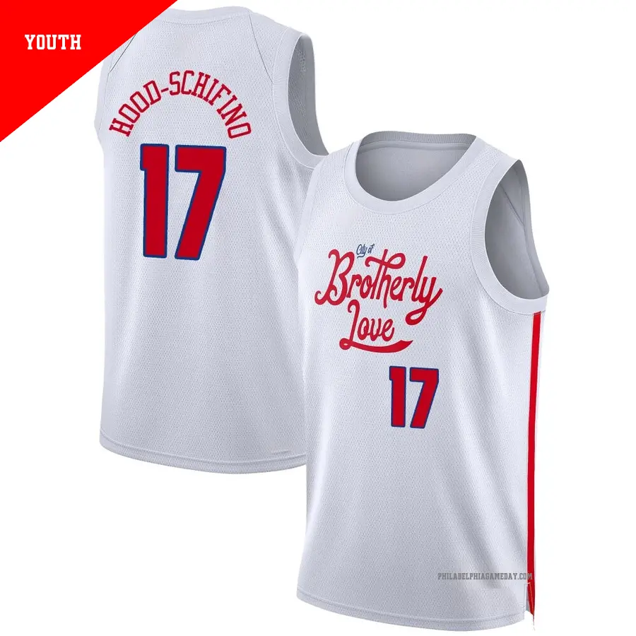 ＃17 Youth Jalen Hood-Schifino Philadelphia 76ers 2022/23 Swingman White City Edition Jersey