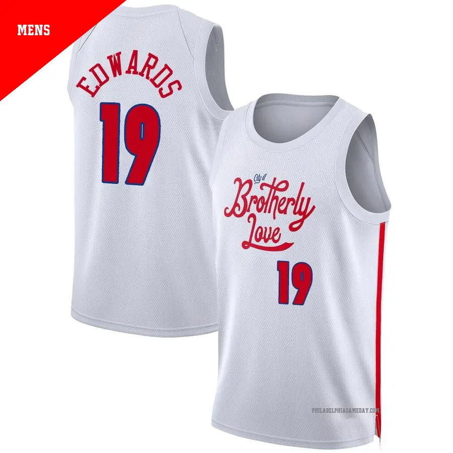 ＃19 Men's Justin Edwards Philadelphia 76ers 2022/23 Swingman White City Edition Jersey