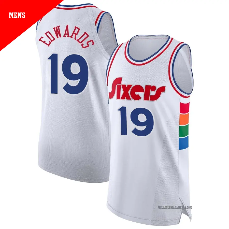 ＃19 Men's Justin Edwards Philadelphia 76ers 2024/25 Authentic White City Edition Jersey