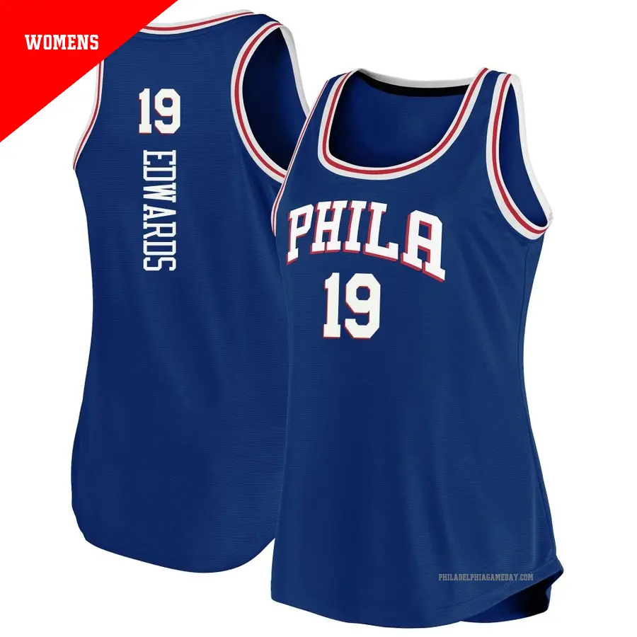 ＃19 Women's Justin Edwards Philadelphia 76ers 2019/20 Fast Break Royal Tank JerseyIcon Edition