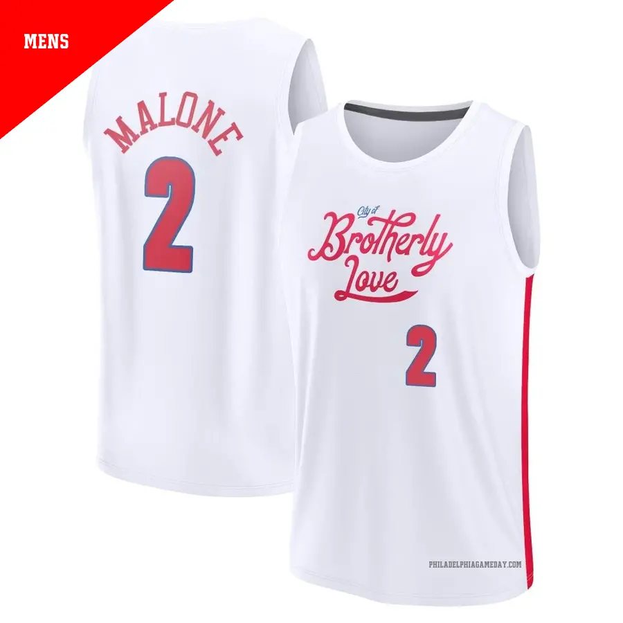 ＃2 Men's Moses Malone Philadelphia 76ers 2022/23 Fast Break White City Edition Jersey