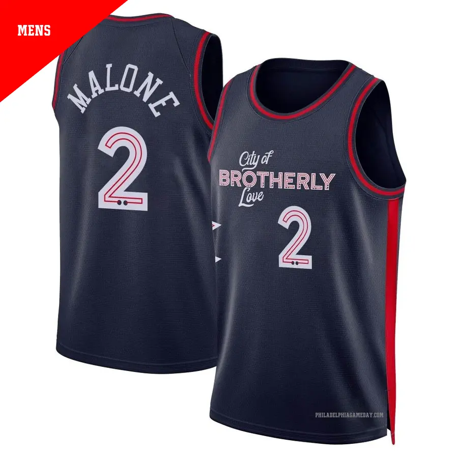 ＃2 Men's Moses Malone Philadelphia 76ers 2023/24 Swingman Navy City Edition Jersey