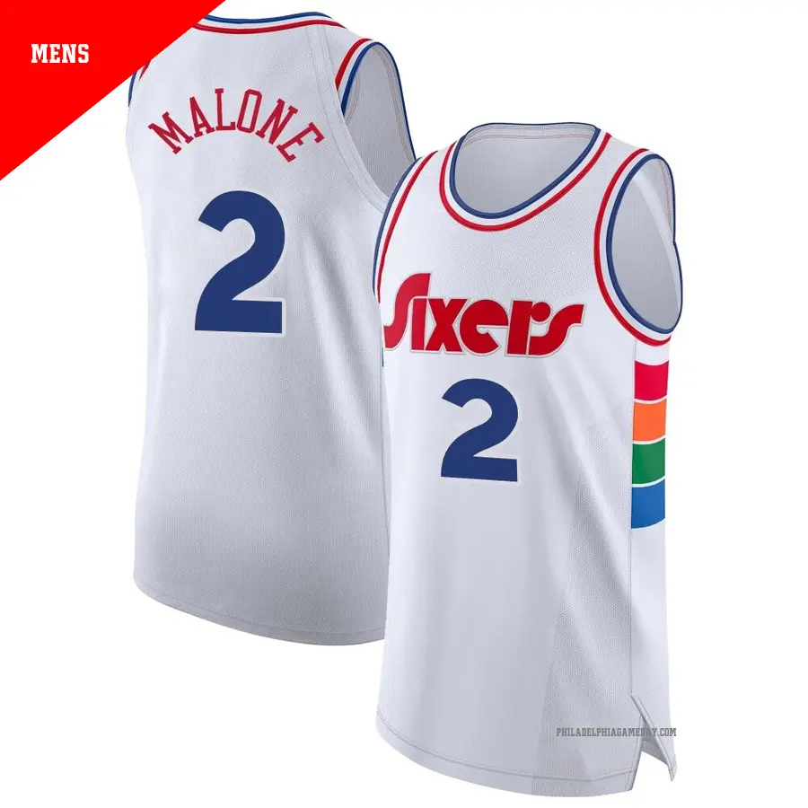 ＃2 Men's Moses Malone Philadelphia 76ers 2024/25 Authentic White City Edition Jersey