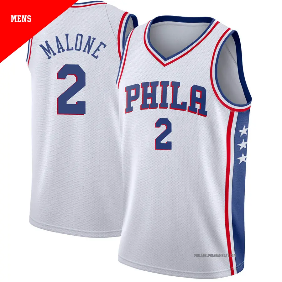 ＃2 Men's Moses Malone Philadelphia 76ers White Swingman JerseyAssociation Edition