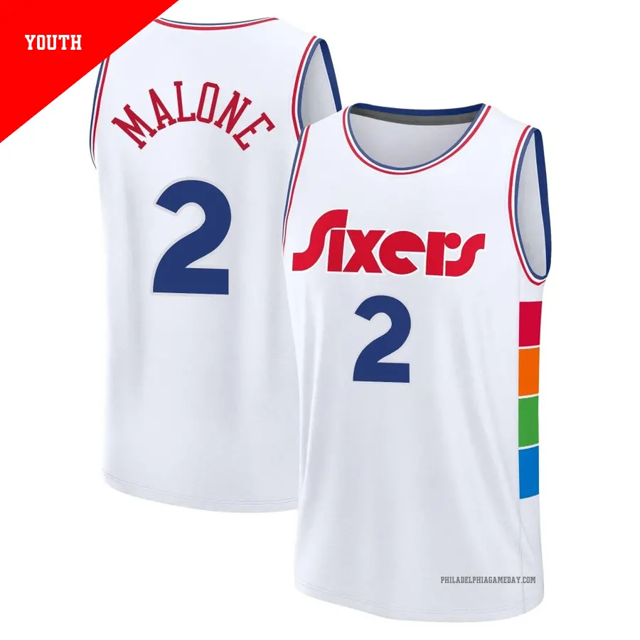 ＃2 Youth Moses Malone Philadelphia 76ers 2024/25 Fast Break Fanatics White City Edition Jersey