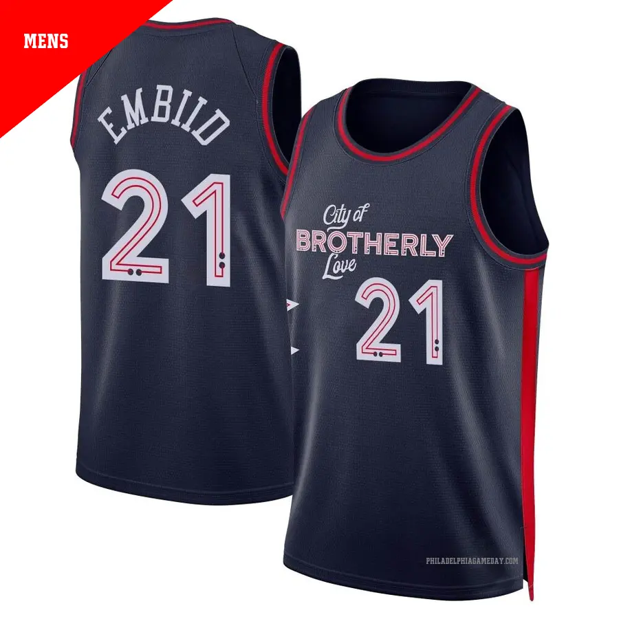 ＃21 Men's Joel Embiid Philadelphia 76ers 2023/24 Swingman Navy City Edition Jersey