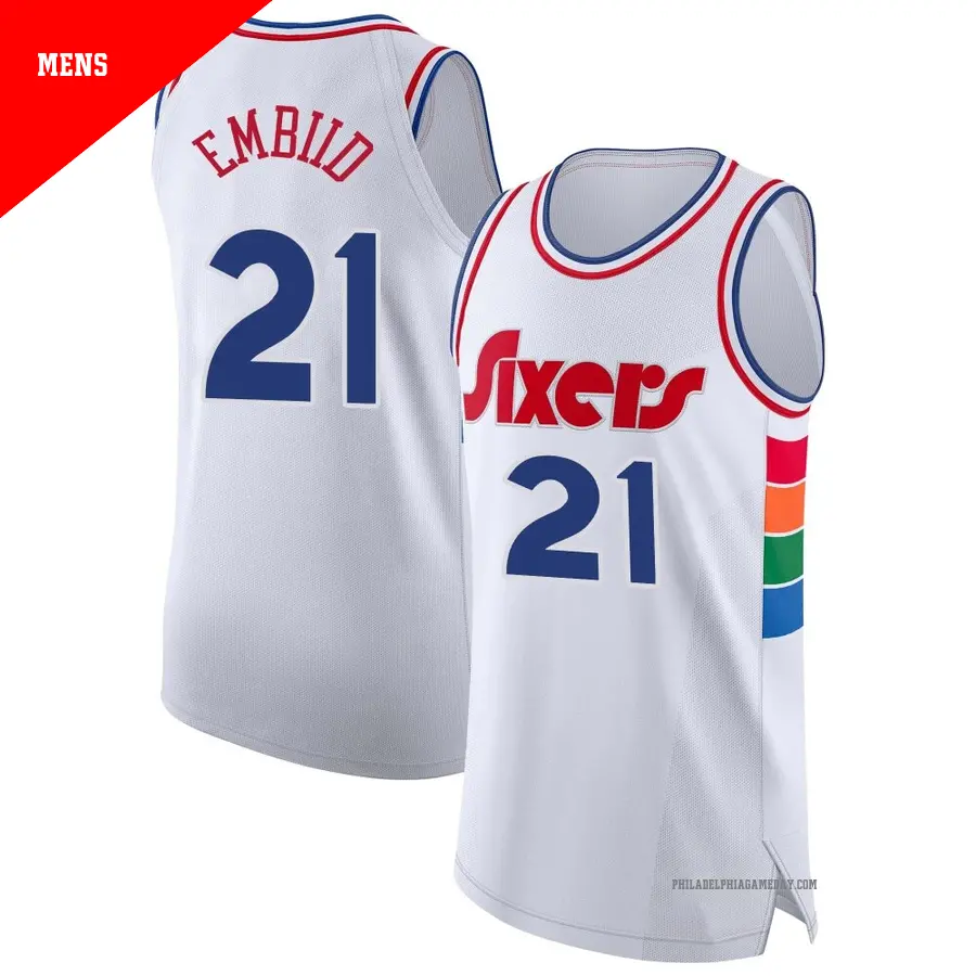 ＃21 Men's Joel Embiid Philadelphia 76ers 2024/25 Authentic White City Edition Jersey