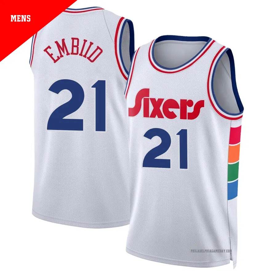 ＃21 Men's Joel Embiid Philadelphia 76ers 2024/25 Swingman White City Edition Jersey