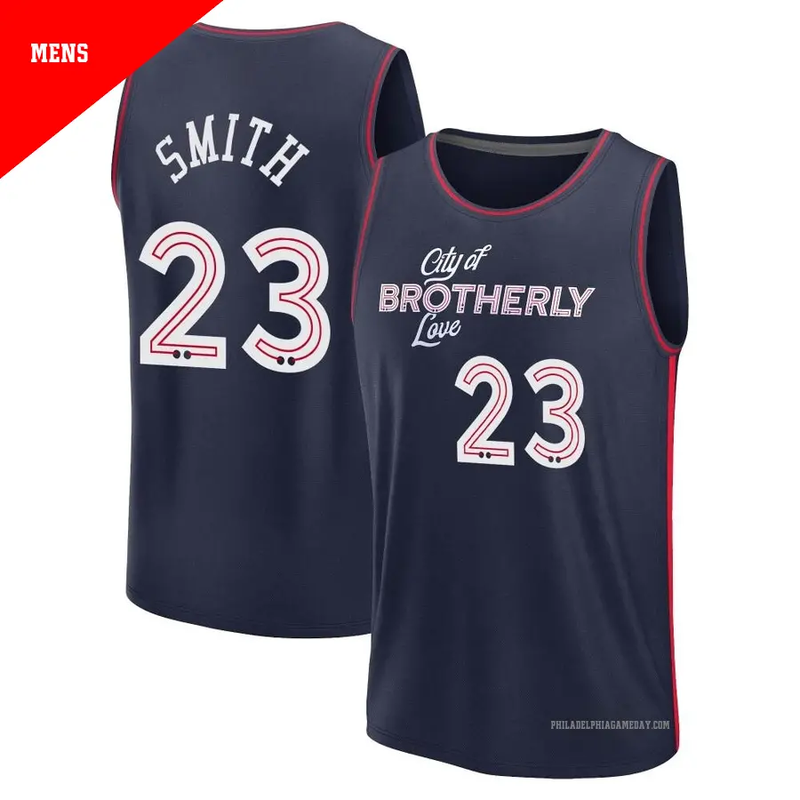 ＃23 Men's Terquavion Smith Philadelphia 76ers 2023/24 Fast Break Navy City Edition Jersey