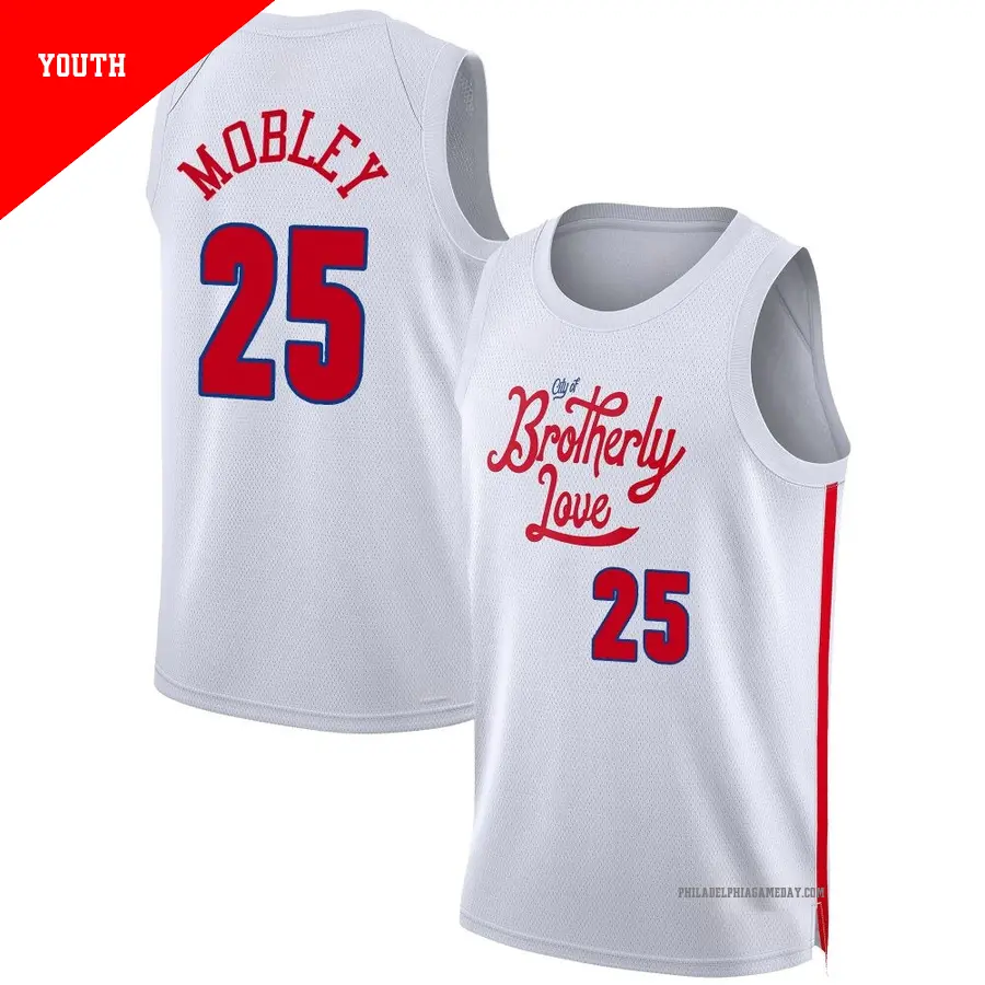 ＃25 Youth Isaiah Mobley Philadelphia 76ers 2022/23 Swingman White City Edition Jersey